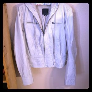 Trouve Hooded tan leather jacket